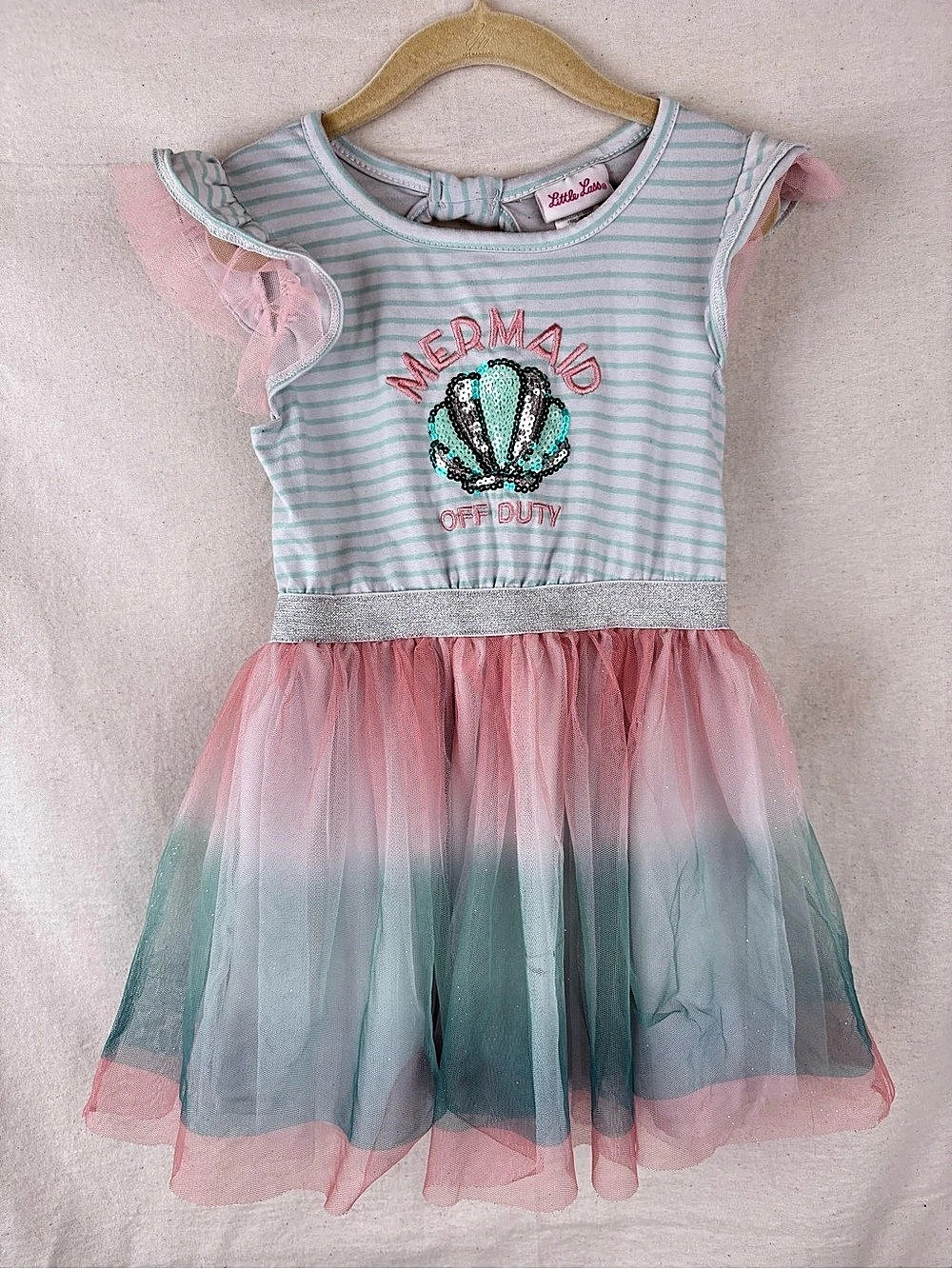 Little Lass Toddler Girls Striped Tulle Dress Mermaid Ombré